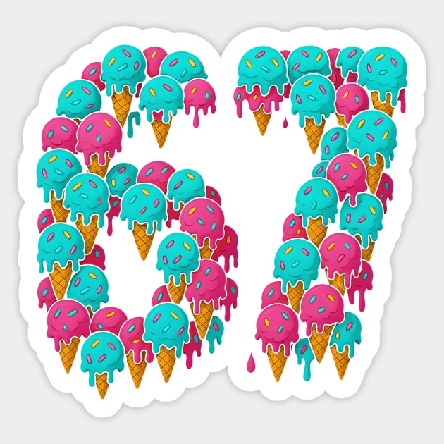 67 Icecream Meme Funny Six Seven Gen Alpha Sticker by logiamerch